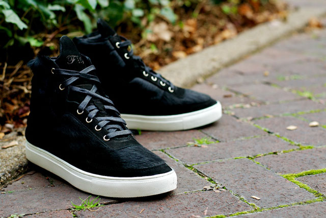 Filling Pieces High Top's Ponyskin Black suede